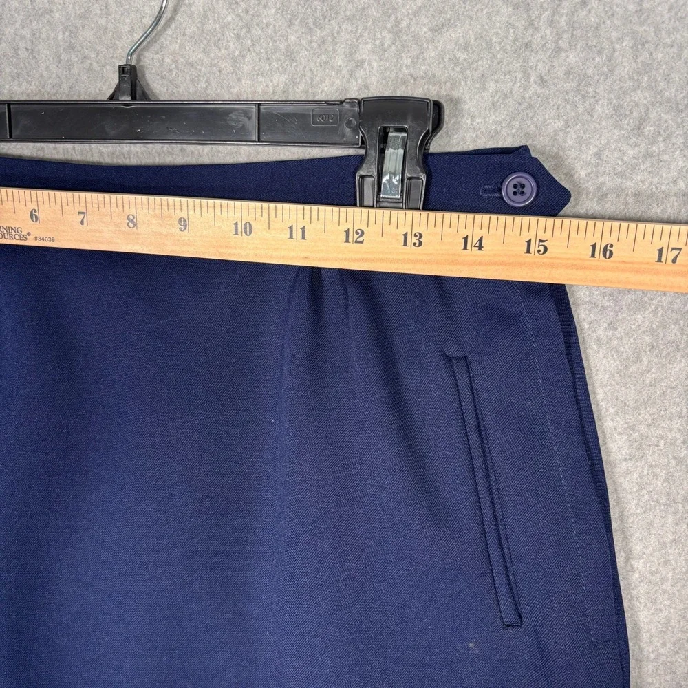 Vintage Midi Pencil A Line Skirt 14 Navy Blue Pockets Pleated Retro 90s 80s